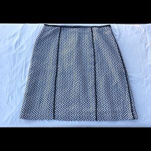 Black and white linen-rayon floral skirt